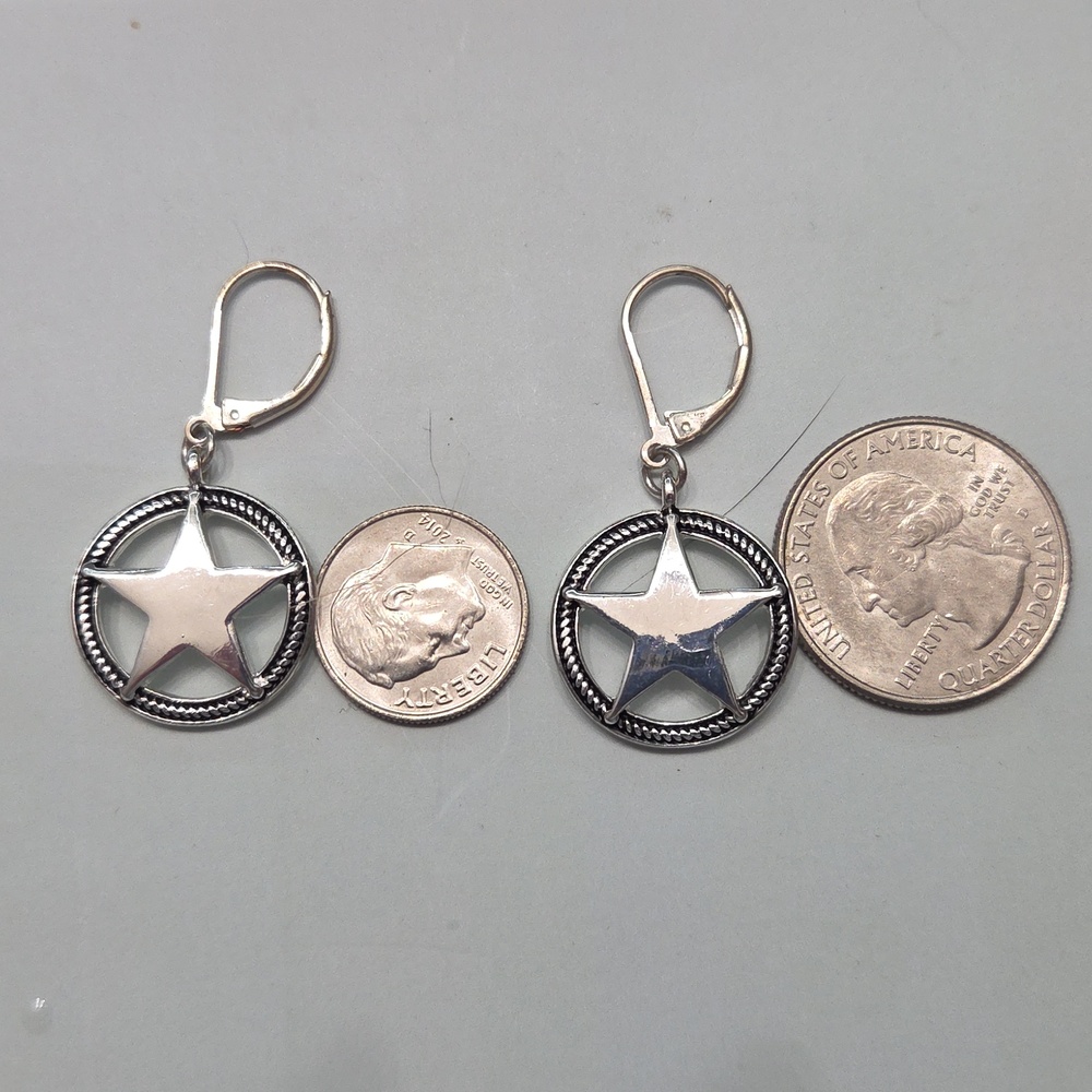 Stainless steel star French‎ hook earrings - Picture 3 of 3
